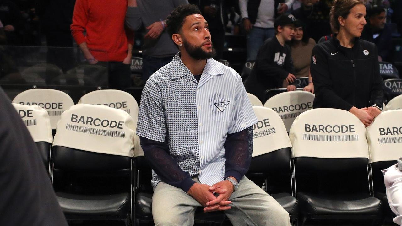 Ben Simmons of the Brooklyn Nets looks on from the bench before the game against the Philadelphia 76ers at Barclays Center on March 05, 2024 in New York City.